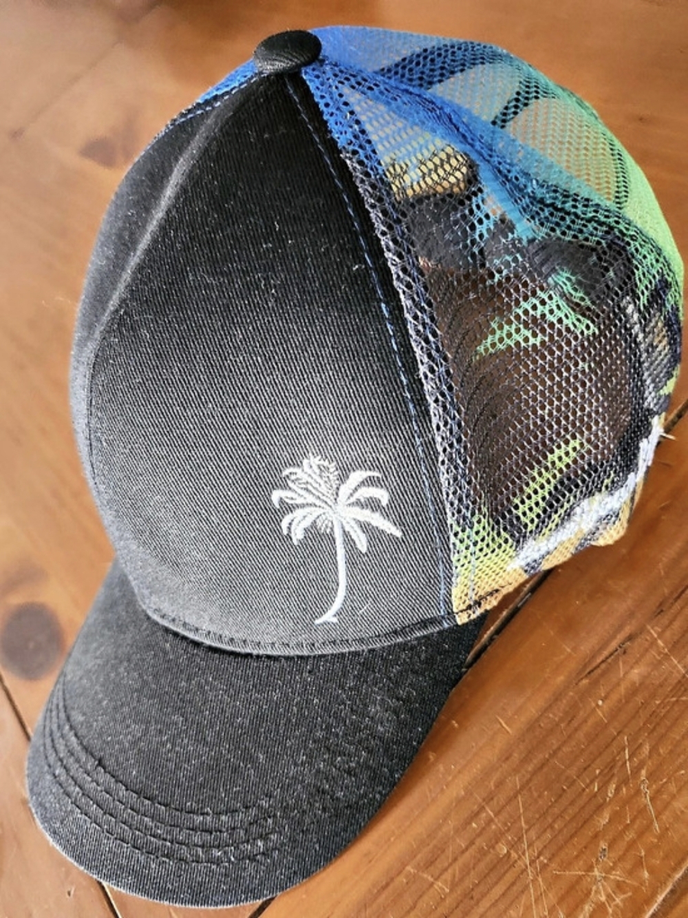 Tropical Trucker Hat in Black & Blue